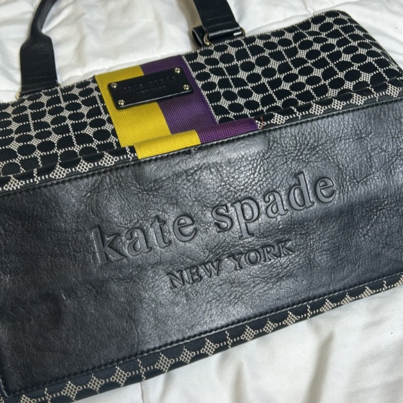 Kate Spade Classic Noel black and white fabric tote shoulder bag tote.
